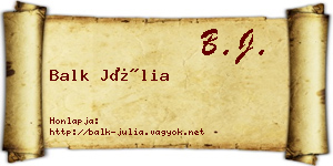 Balk Júlia névjegykártya