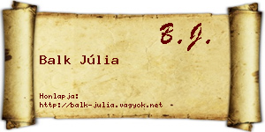 Balk Júlia névjegykártya